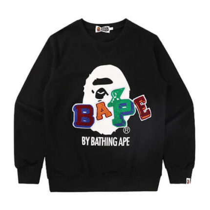 Bape-Patch-Crewneck-Mens-Black